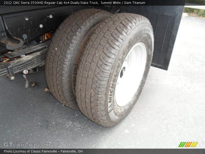 Summit White / Dark Titanium 2012 GMC Sierra 3500HD Regular Cab 4x4 Dually Stake Truck