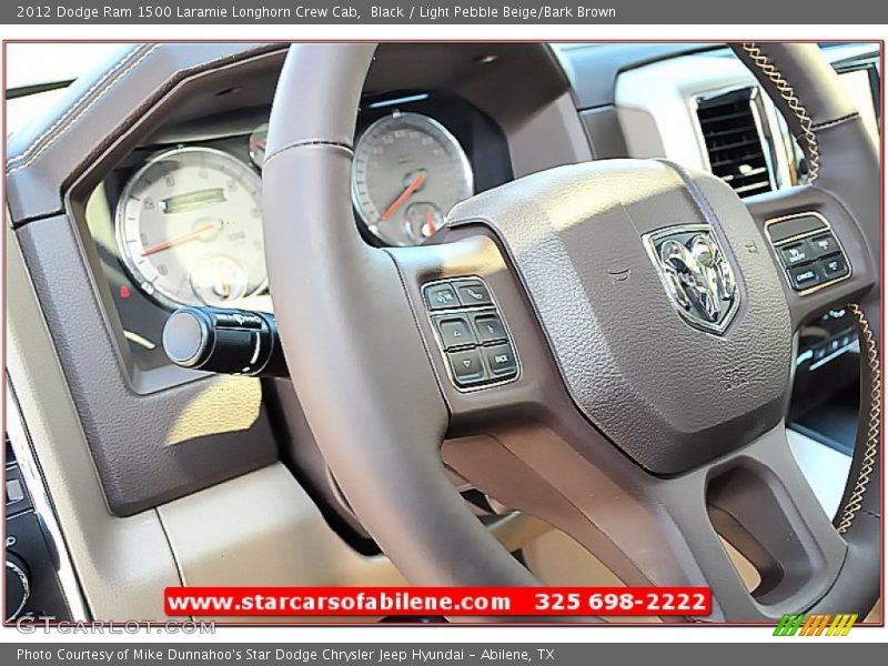 Black / Light Pebble Beige/Bark Brown 2012 Dodge Ram 1500 Laramie Longhorn Crew Cab