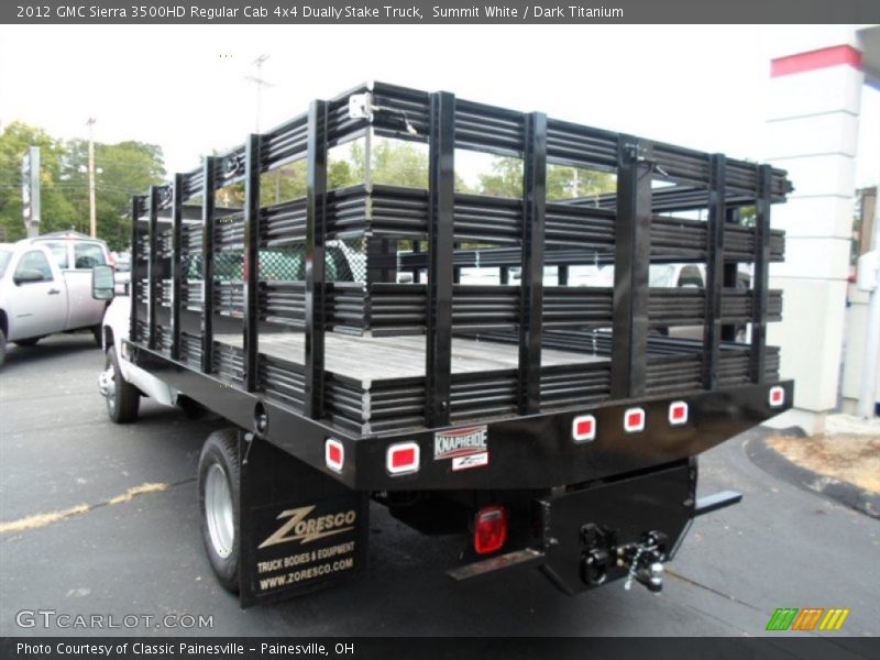 Summit White / Dark Titanium 2012 GMC Sierra 3500HD Regular Cab 4x4 Dually Stake Truck