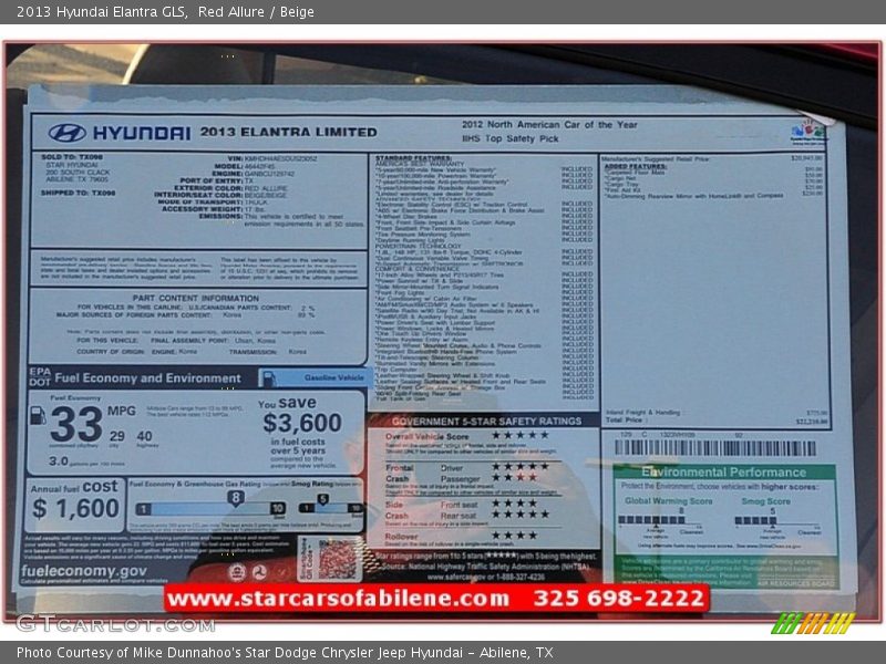 Red Allure / Beige 2013 Hyundai Elantra GLS