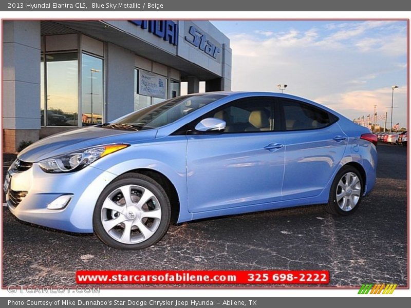 Blue Sky Metallic / Beige 2013 Hyundai Elantra GLS