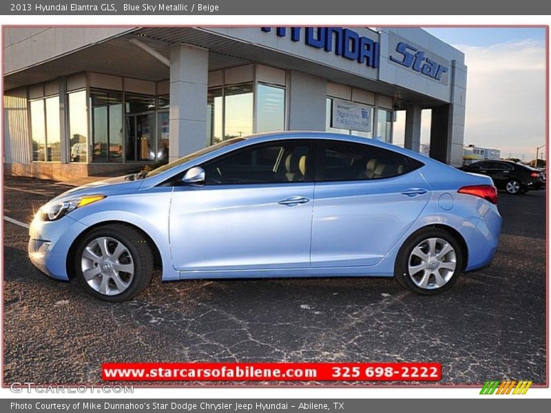 Blue Sky Metallic / Beige 2013 Hyundai Elantra GLS