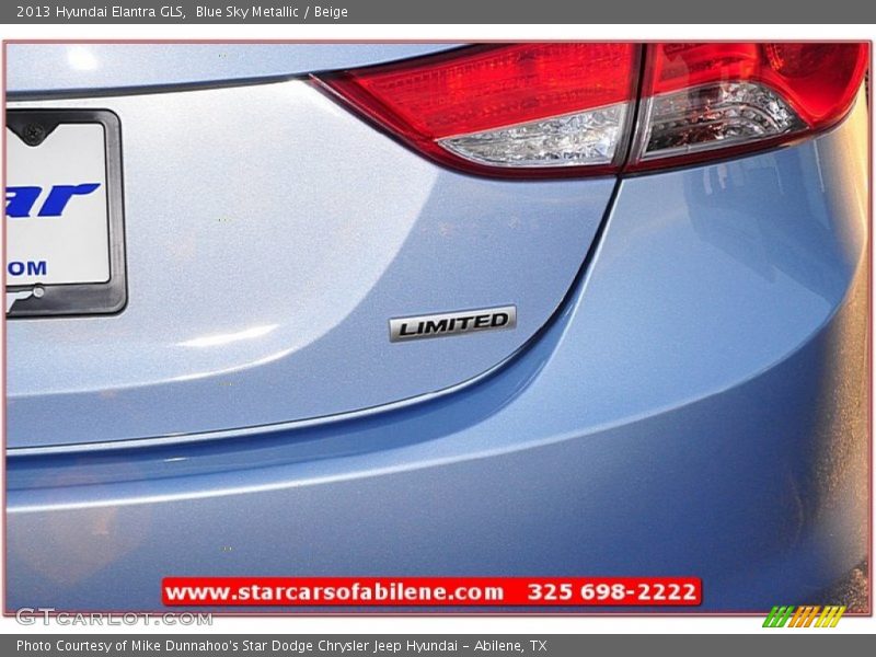 Blue Sky Metallic / Beige 2013 Hyundai Elantra GLS
