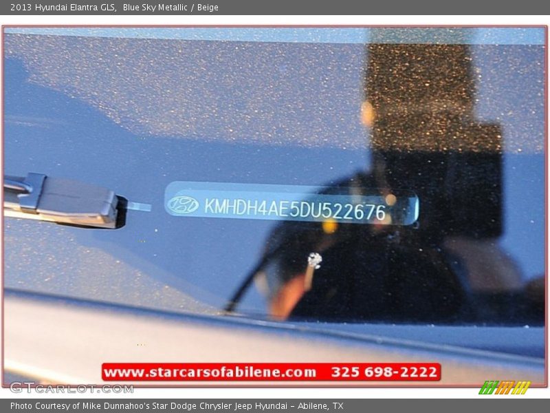 Blue Sky Metallic / Beige 2013 Hyundai Elantra GLS