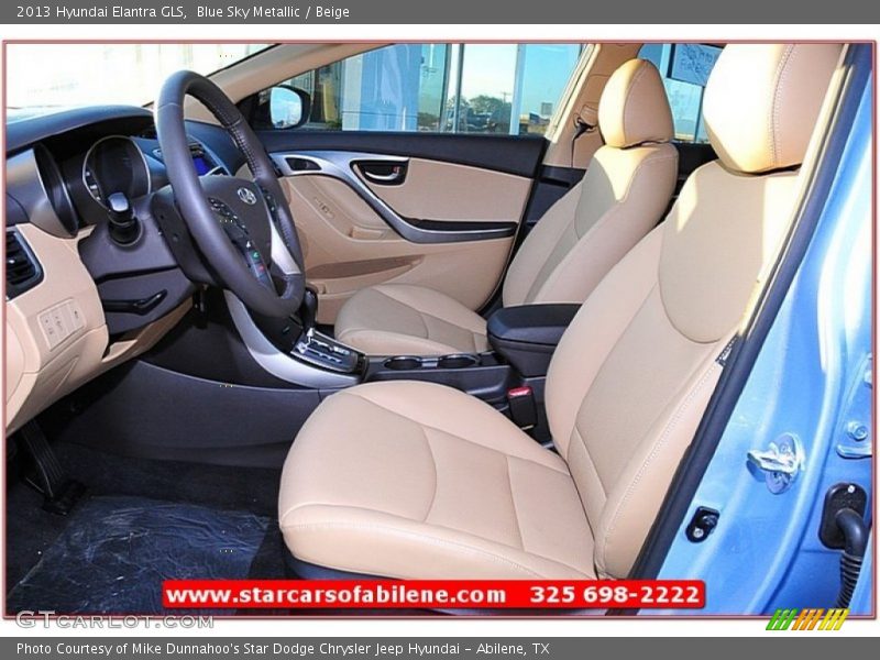 Blue Sky Metallic / Beige 2013 Hyundai Elantra GLS