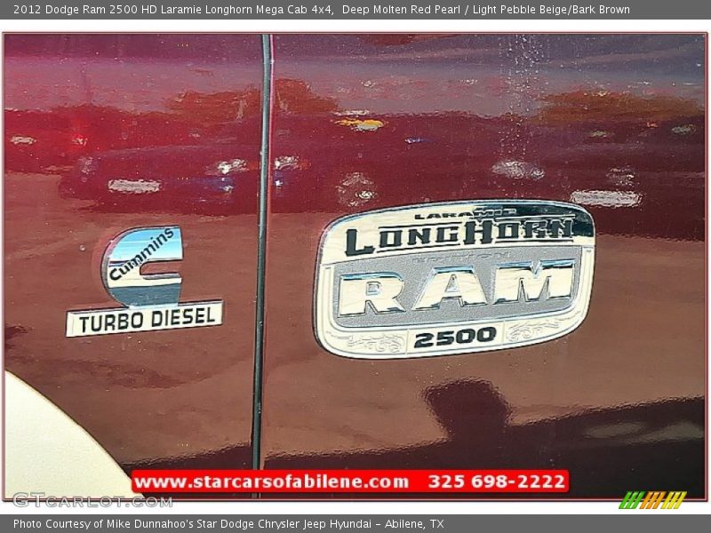 Deep Molten Red Pearl / Light Pebble Beige/Bark Brown 2012 Dodge Ram 2500 HD Laramie Longhorn Mega Cab 4x4