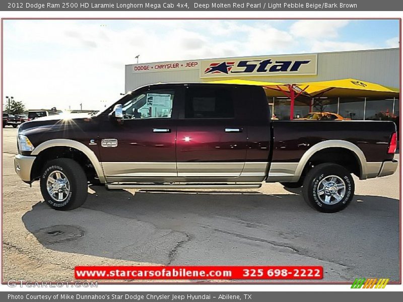 Deep Molten Red Pearl / Light Pebble Beige/Bark Brown 2012 Dodge Ram 2500 HD Laramie Longhorn Mega Cab 4x4