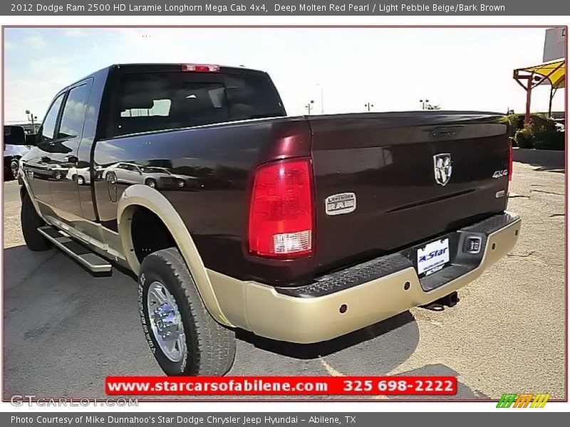 Deep Molten Red Pearl / Light Pebble Beige/Bark Brown 2012 Dodge Ram 2500 HD Laramie Longhorn Mega Cab 4x4