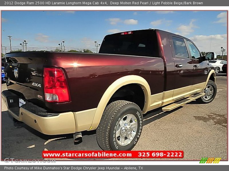 Deep Molten Red Pearl / Light Pebble Beige/Bark Brown 2012 Dodge Ram 2500 HD Laramie Longhorn Mega Cab 4x4
