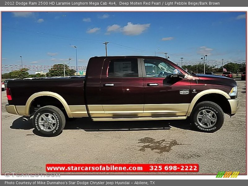 Deep Molten Red Pearl / Light Pebble Beige/Bark Brown 2012 Dodge Ram 2500 HD Laramie Longhorn Mega Cab 4x4