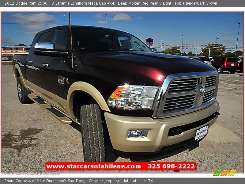 Deep Molten Red Pearl / Light Pebble Beige/Bark Brown 2012 Dodge Ram 2500 HD Laramie Longhorn Mega Cab 4x4