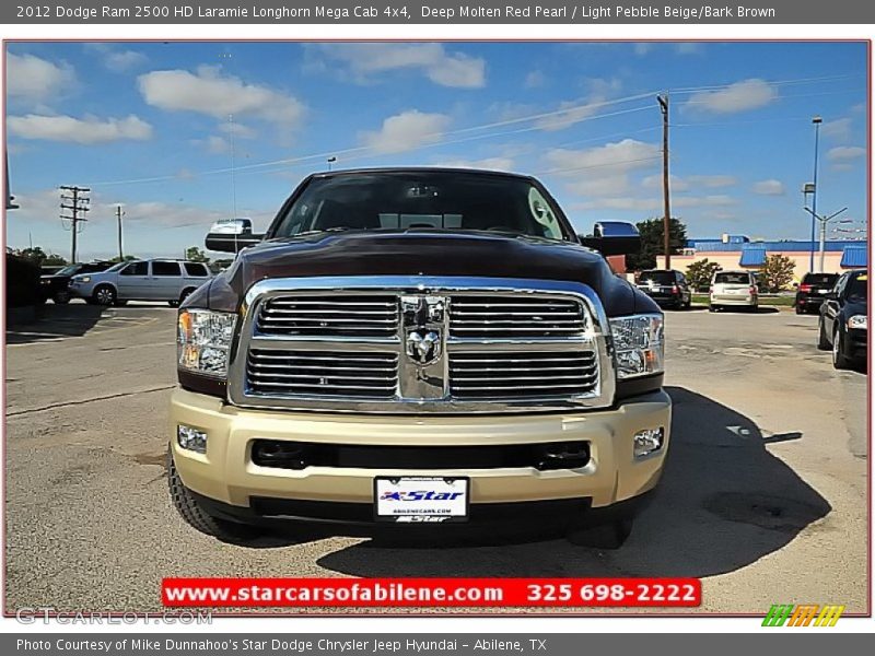 Deep Molten Red Pearl / Light Pebble Beige/Bark Brown 2012 Dodge Ram 2500 HD Laramie Longhorn Mega Cab 4x4
