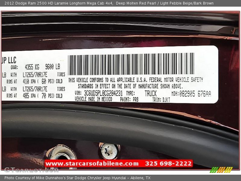 Deep Molten Red Pearl / Light Pebble Beige/Bark Brown 2012 Dodge Ram 2500 HD Laramie Longhorn Mega Cab 4x4