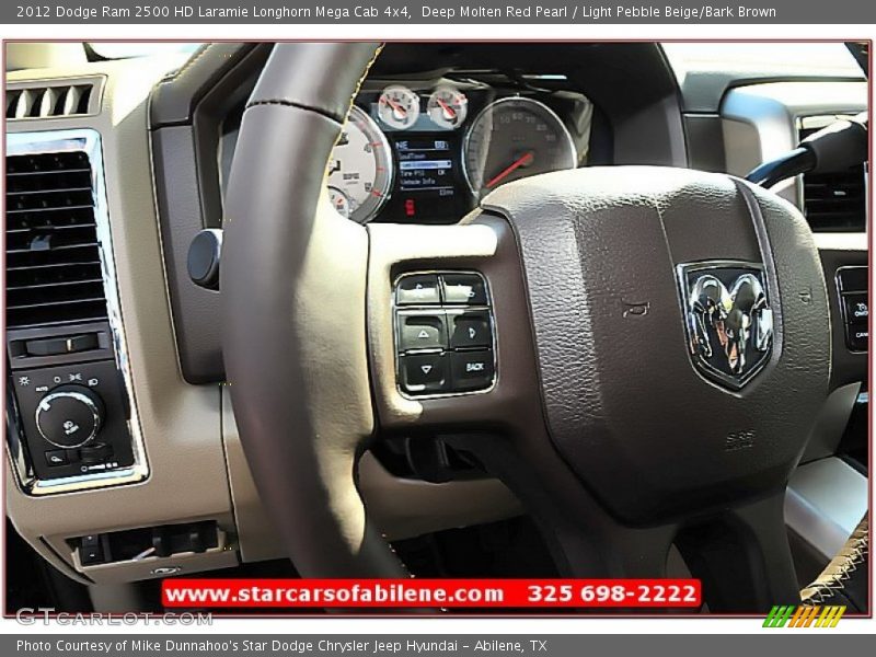 Deep Molten Red Pearl / Light Pebble Beige/Bark Brown 2012 Dodge Ram 2500 HD Laramie Longhorn Mega Cab 4x4