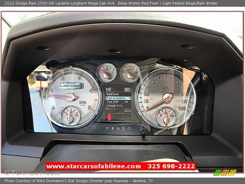 Deep Molten Red Pearl / Light Pebble Beige/Bark Brown 2012 Dodge Ram 2500 HD Laramie Longhorn Mega Cab 4x4