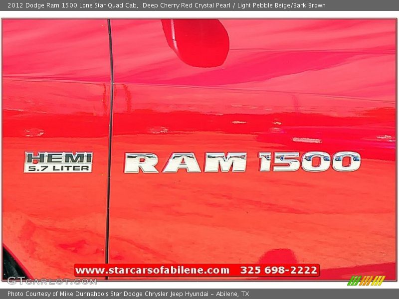 Deep Cherry Red Crystal Pearl / Light Pebble Beige/Bark Brown 2012 Dodge Ram 1500 Lone Star Quad Cab