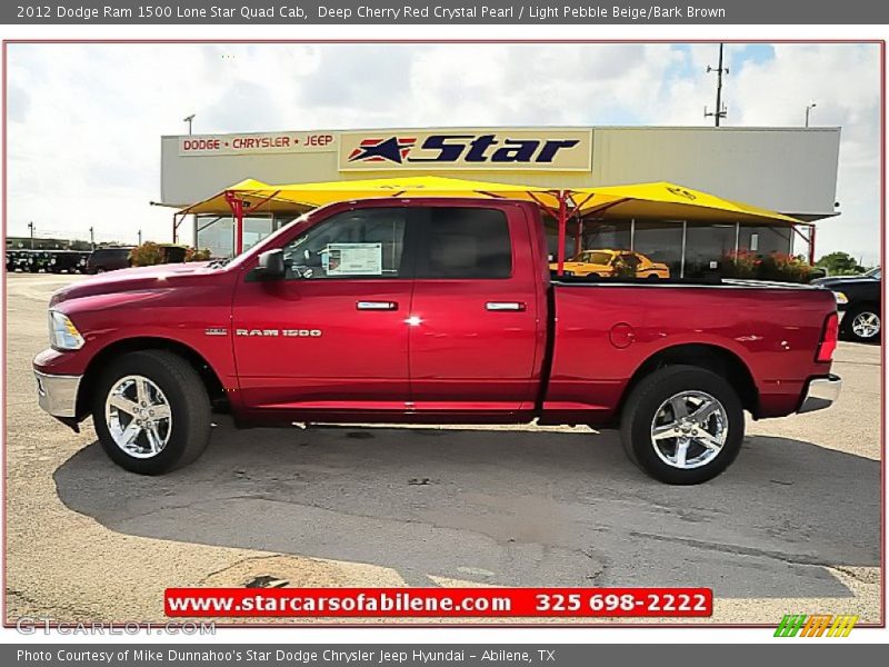Deep Cherry Red Crystal Pearl / Light Pebble Beige/Bark Brown 2012 Dodge Ram 1500 Lone Star Quad Cab