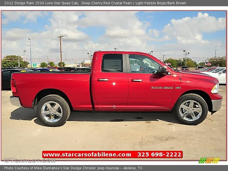 Deep Cherry Red Crystal Pearl / Light Pebble Beige/Bark Brown 2012 Dodge Ram 1500 Lone Star Quad Cab