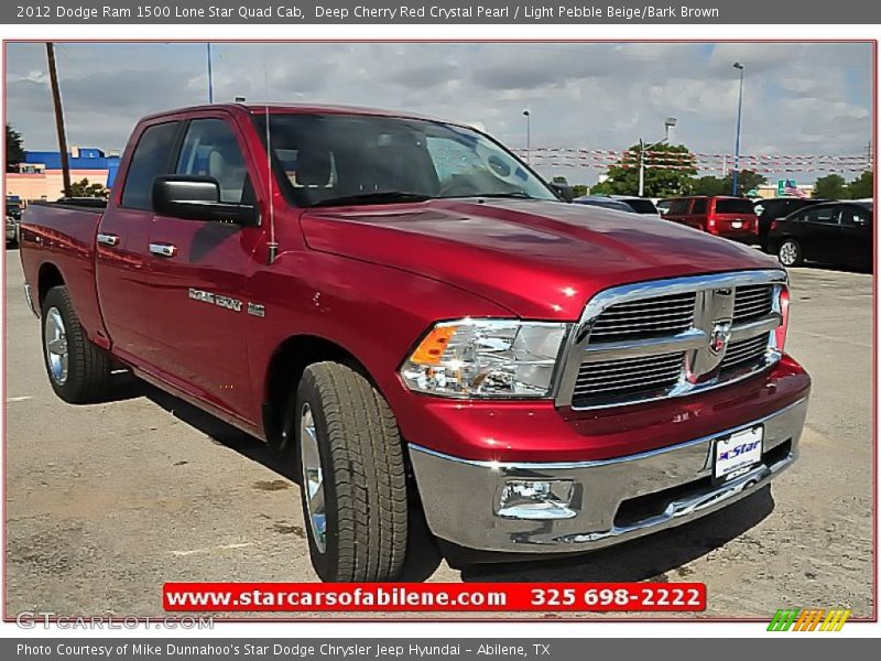 Deep Cherry Red Crystal Pearl / Light Pebble Beige/Bark Brown 2012 Dodge Ram 1500 Lone Star Quad Cab