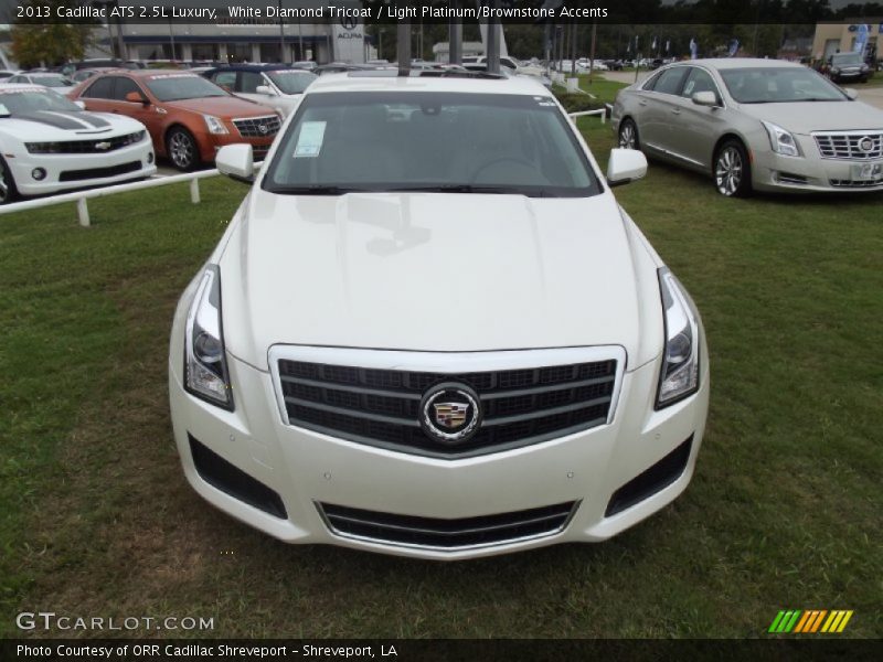 White Diamond Tricoat / Light Platinum/Brownstone Accents 2013 Cadillac ATS 2.5L Luxury