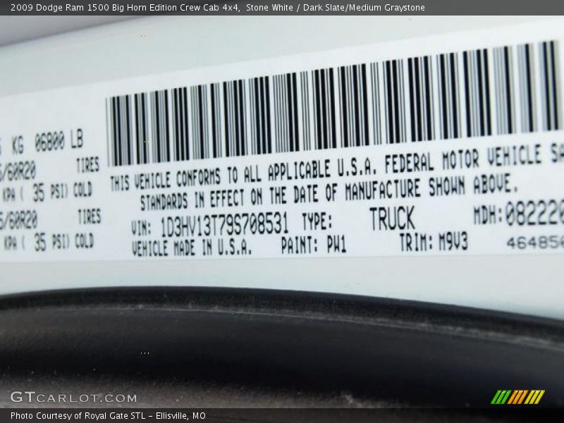 Stone White / Dark Slate/Medium Graystone 2009 Dodge Ram 1500 Big Horn Edition Crew Cab 4x4