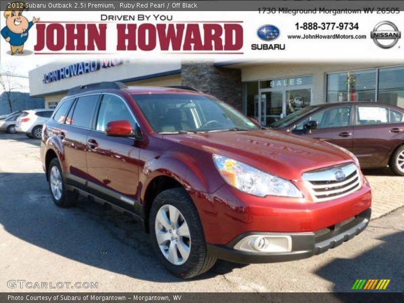 Ruby Red Pearl / Off Black 2012 Subaru Outback 2.5i Premium