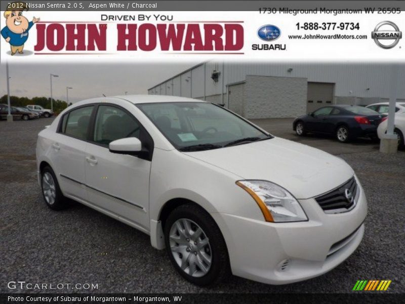 Aspen White / Charcoal 2012 Nissan Sentra 2.0 S