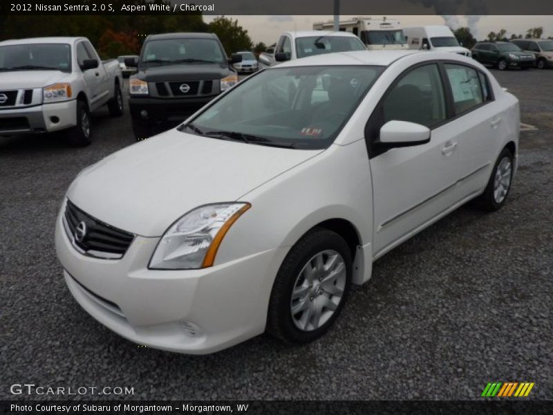 Aspen White / Charcoal 2012 Nissan Sentra 2.0 S