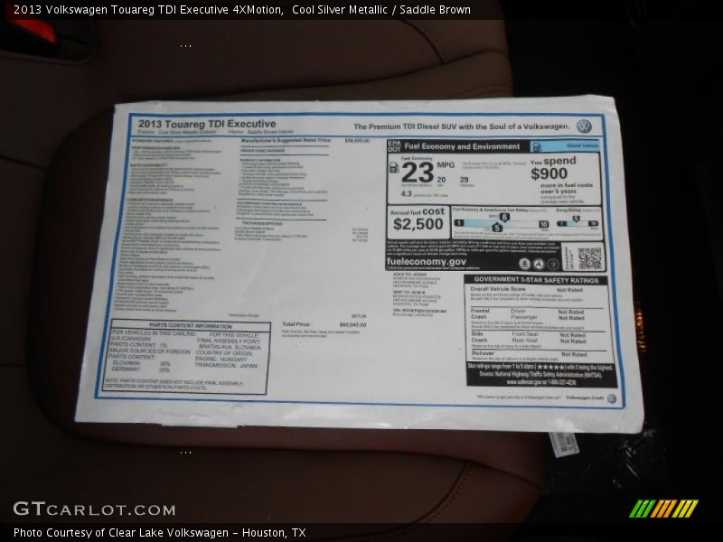 Cool Silver Metallic / Saddle Brown 2013 Volkswagen Touareg TDI Executive 4XMotion