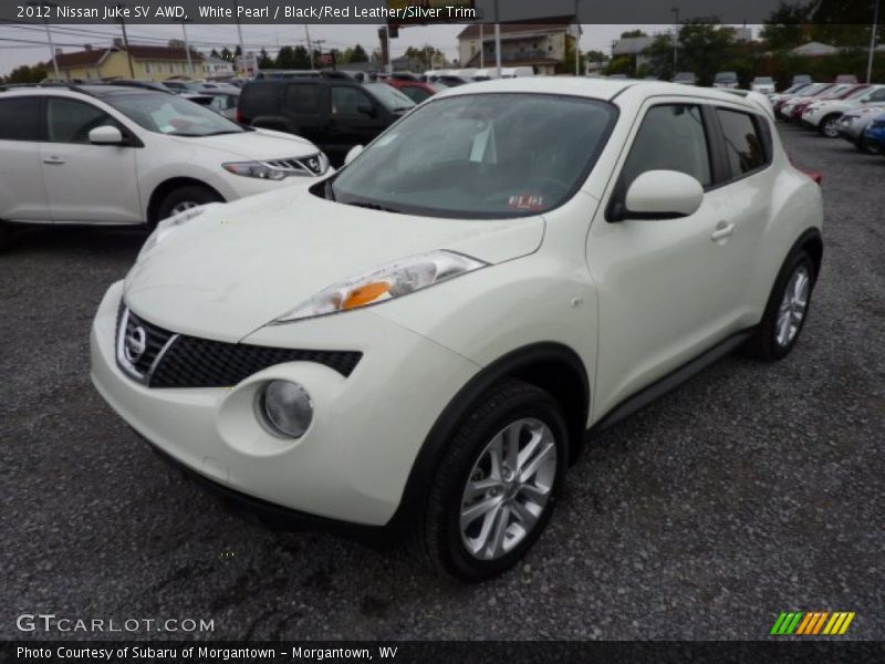 White Pearl / Black/Red Leather/Silver Trim 2012 Nissan Juke SV AWD