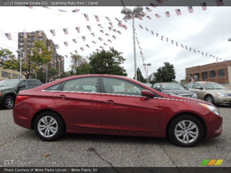 Sparkling Ruby Red / Camel 2012 Hyundai Sonata GLS