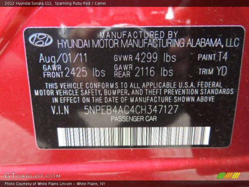 Sparkling Ruby Red / Camel 2012 Hyundai Sonata GLS