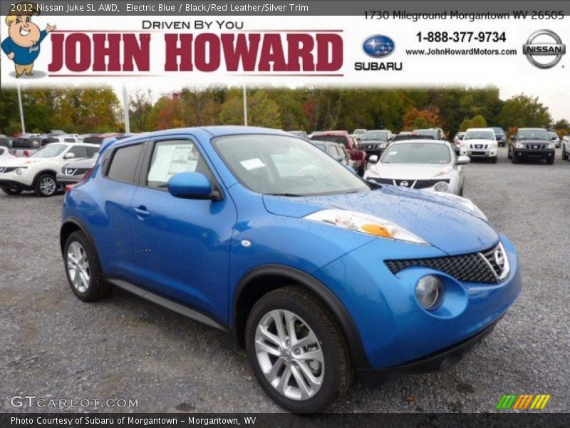 Electric Blue / Black/Red Leather/Silver Trim 2012 Nissan Juke SL AWD