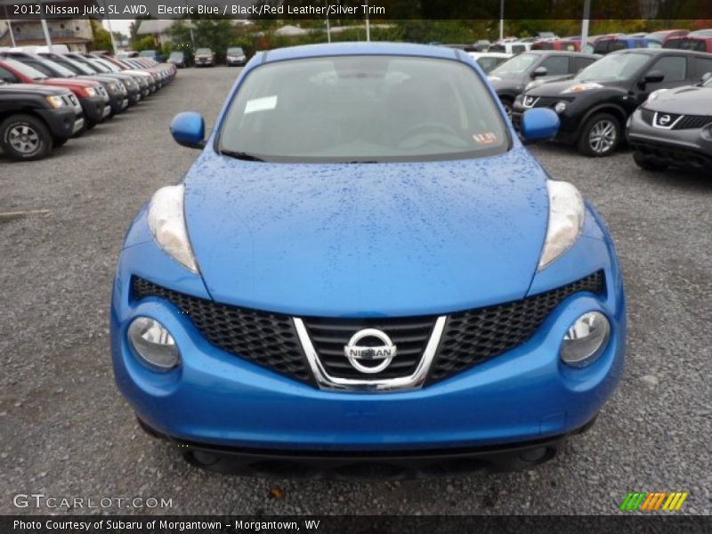 Electric Blue / Black/Red Leather/Silver Trim 2012 Nissan Juke SL AWD