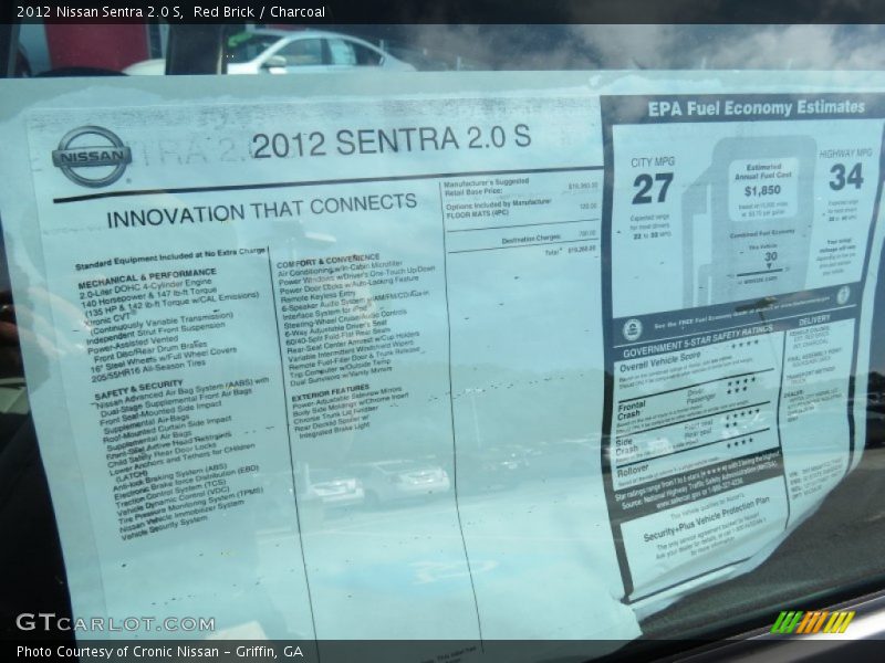 Red Brick / Charcoal 2012 Nissan Sentra 2.0 S
