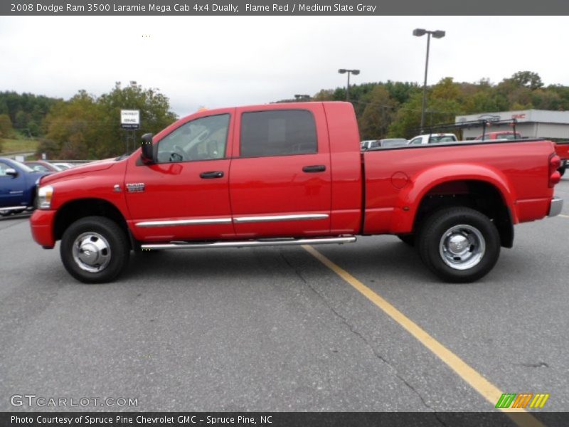 Flame Red / Medium Slate Gray 2008 Dodge Ram 3500 Laramie Mega Cab 4x4 Dually