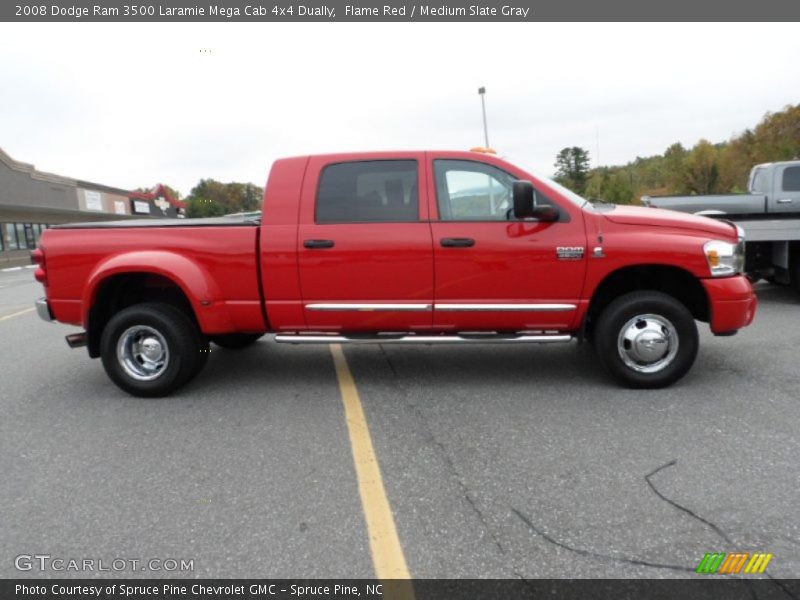 Flame Red / Medium Slate Gray 2008 Dodge Ram 3500 Laramie Mega Cab 4x4 Dually