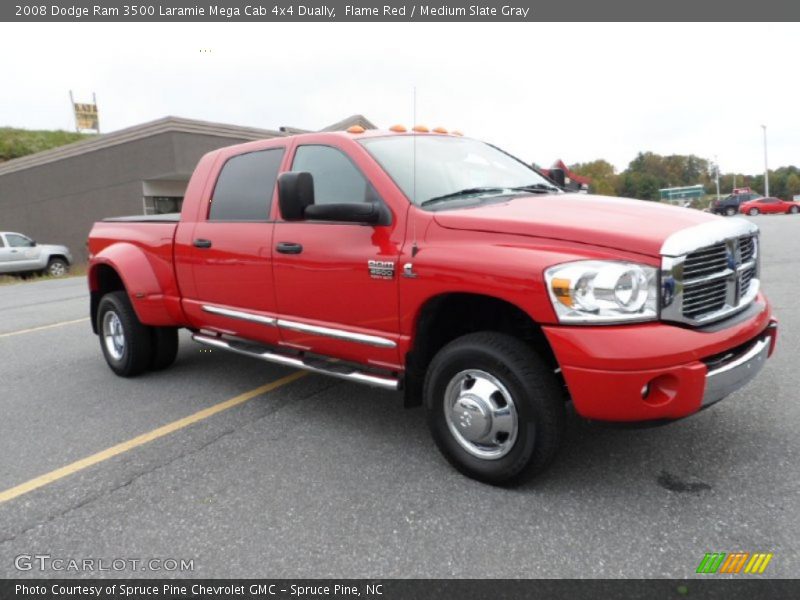 Flame Red / Medium Slate Gray 2008 Dodge Ram 3500 Laramie Mega Cab 4x4 Dually