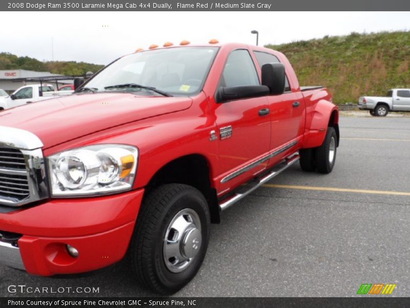 Flame Red / Medium Slate Gray 2008 Dodge Ram 3500 Laramie Mega Cab 4x4 Dually
