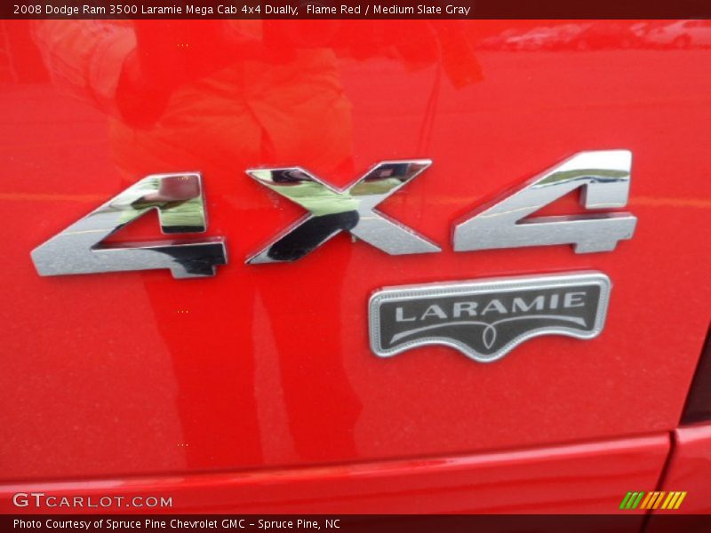 Flame Red / Medium Slate Gray 2008 Dodge Ram 3500 Laramie Mega Cab 4x4 Dually