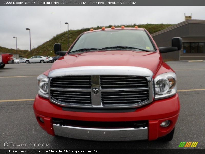 Flame Red / Medium Slate Gray 2008 Dodge Ram 3500 Laramie Mega Cab 4x4 Dually