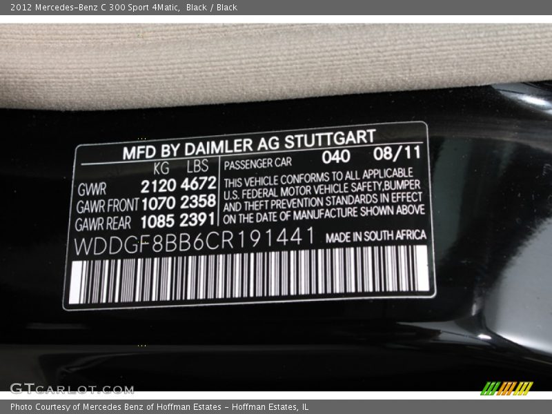 Black / Black 2012 Mercedes-Benz C 300 Sport 4Matic