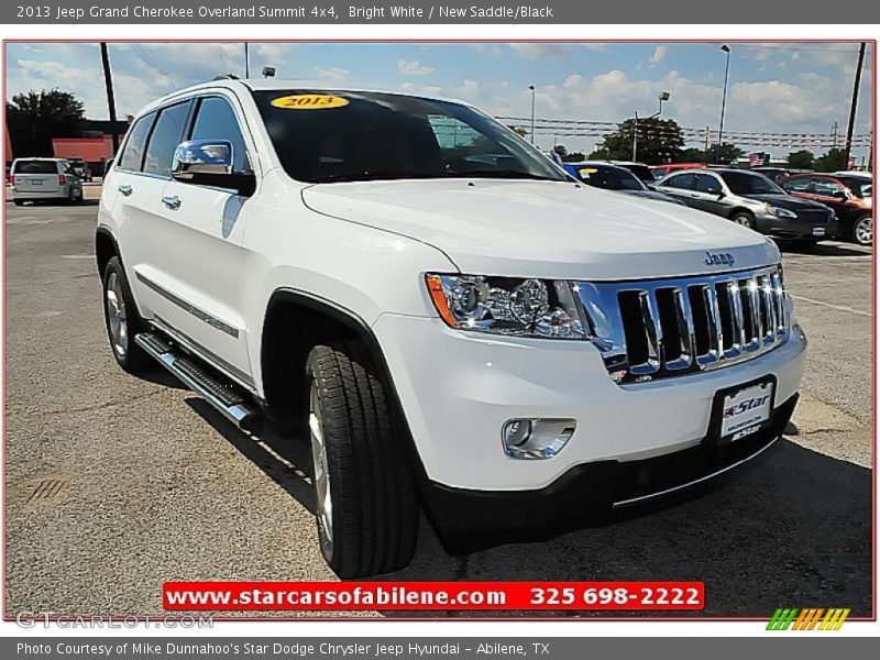 Bright White / New Saddle/Black 2013 Jeep Grand Cherokee Overland Summit 4x4