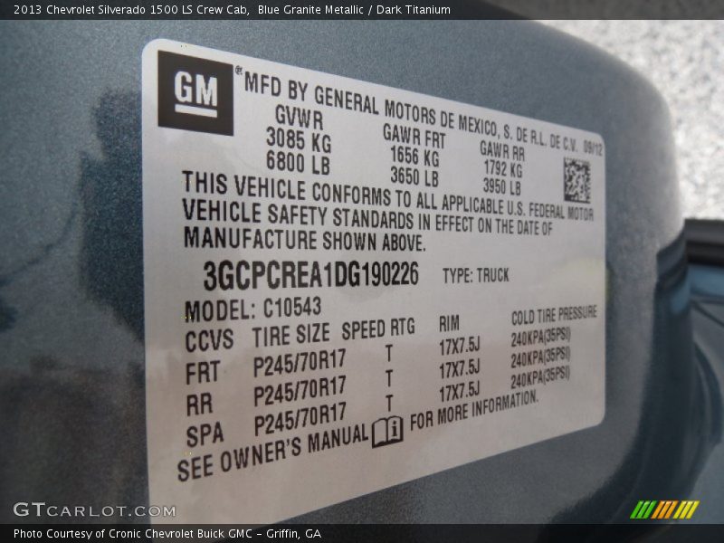 Blue Granite Metallic / Dark Titanium 2013 Chevrolet Silverado 1500 LS Crew Cab