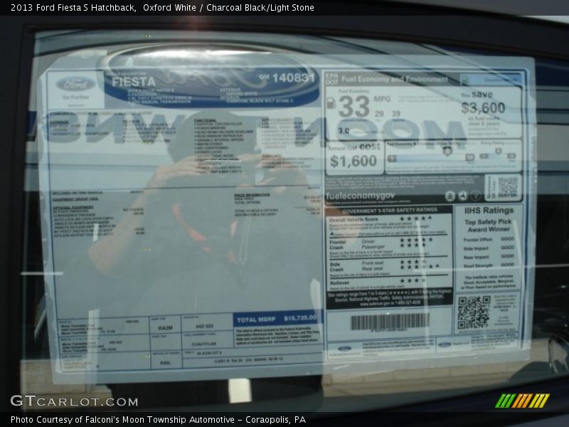 Oxford White / Charcoal Black/Light Stone 2013 Ford Fiesta S Hatchback