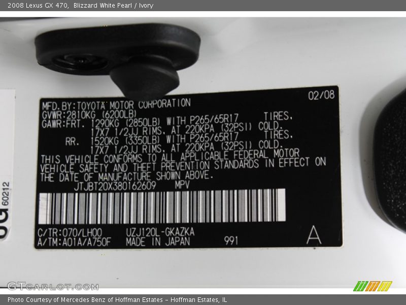 Blizzard White Pearl / Ivory 2008 Lexus GX 470