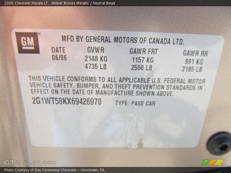 Amber Bronze Metallic / Neutral Beige 2006 Chevrolet Impala LT