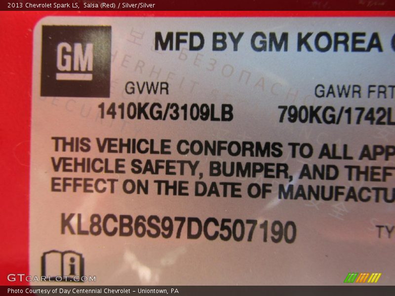 Salsa (Red) / Silver/Silver 2013 Chevrolet Spark LS