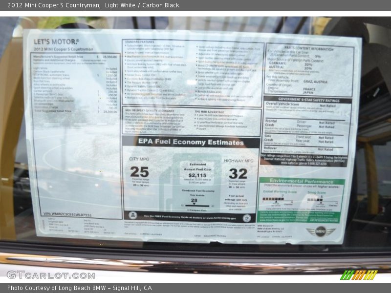 Light White / Carbon Black 2012 Mini Cooper S Countryman