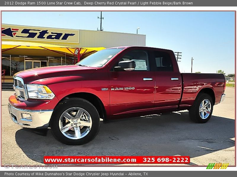 Deep Cherry Red Crystal Pearl / Light Pebble Beige/Bark Brown 2012 Dodge Ram 1500 Lone Star Crew Cab